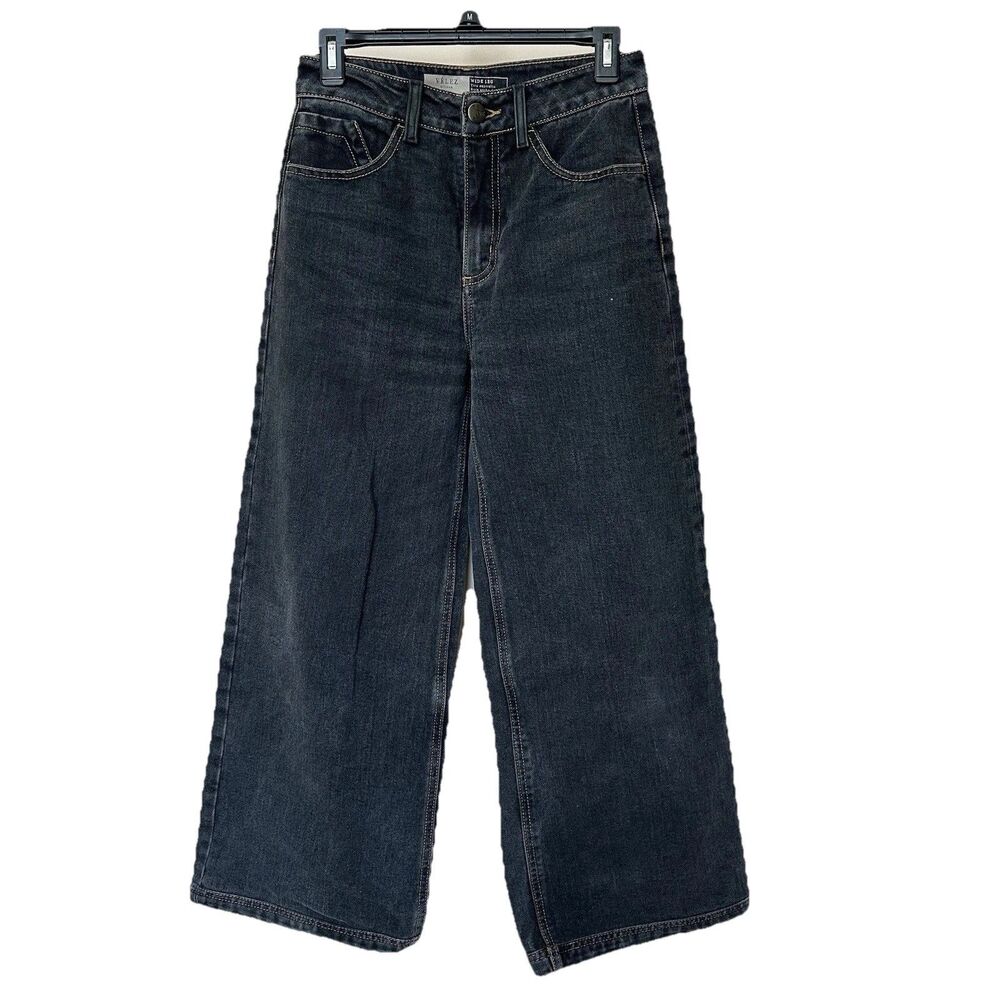 Velez Wide Leg Jeans Women’s 6 Washed Black Y2K Grunge Skater Streetwear Goth